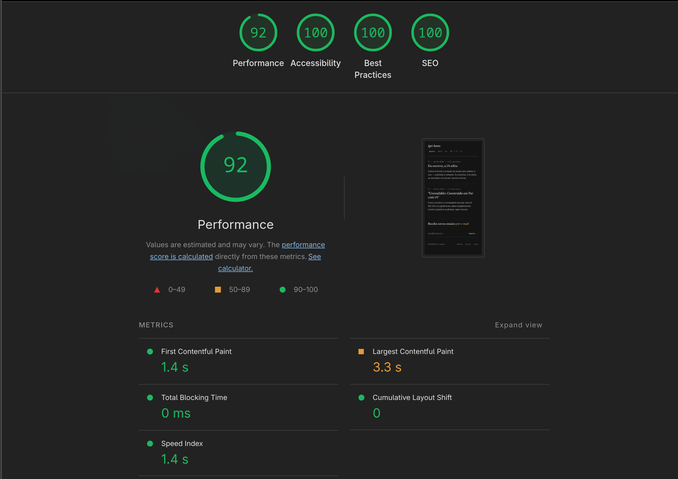 Lighthouse mobile + desktop